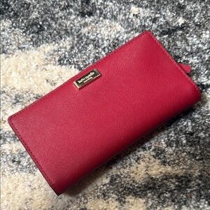 Kate Spade Red Madison Leather Wallet with Gold Clasp